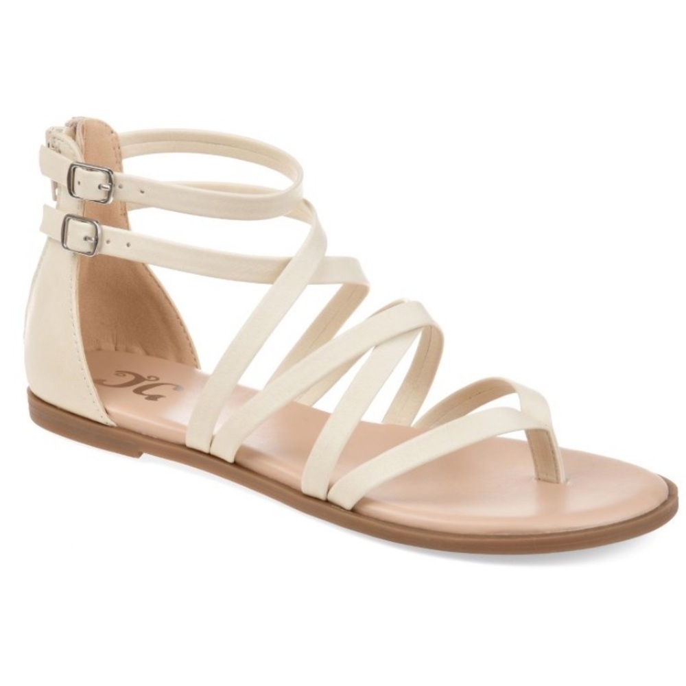 Journee Collection Womens Zailie Tru
Comfort Foam Gladiator Flat Sandals Ivory 9